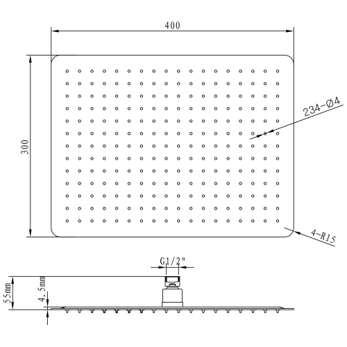 Sapho SLIM 40x30 cm fejzuhany, inox MS585