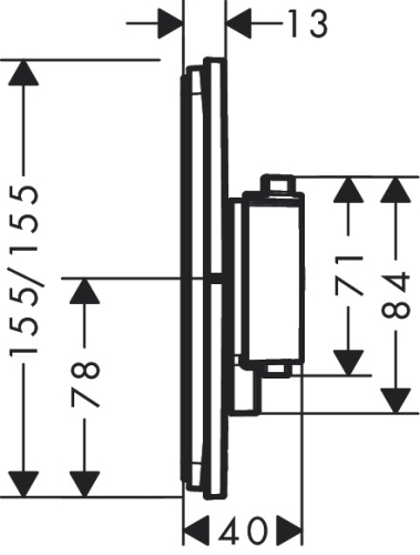 Hansgrohe ShowerSelect Comfort E Falsík alatti termosztát, 1 funkciós, szálcsiszolt fekete króm 15571340