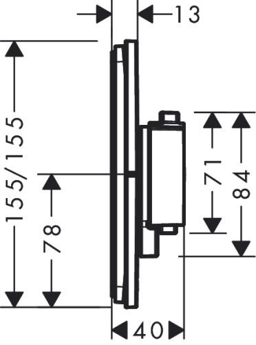 Hansgrohe ShowerSelect Comfort Q Falsík alatti termosztát mennyiségszabályozóval, szálcsiszolt bronz 15588140