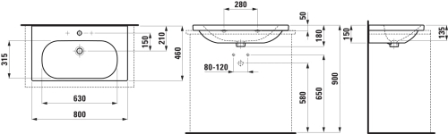 Laufen Lua mosdó 80x46 cm alsó felülete csiszolt H8160870001041