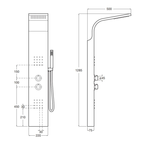 Roca Essential termosztátos hidromasszázs zuhanypanel, matt rozsdamentes acél A5A9A8BC00