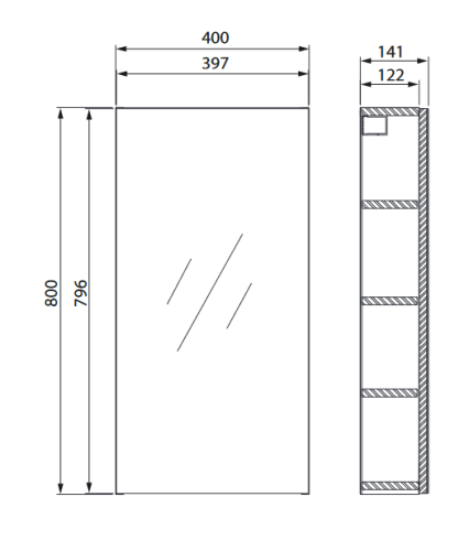 Cersanit City 40 tükrös szekrény 40x80 cm, fehér S584-022-DSM