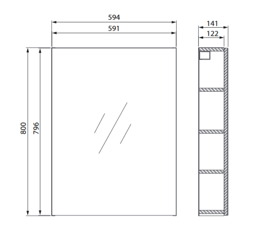 Cersanit City 60 tükrös szekrény 60x80 cm, fehér S584-024-DSM