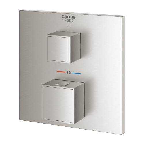 Grohe Grohtherm Cube termosztátos keverő 1 kimenethez elzáró szeleppel, supersteel 24153DC0