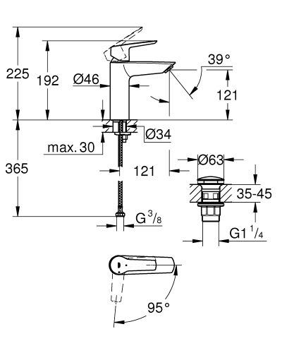 Grohe Start egykaros mosdócsaptelep M-es Cold start, matt fekete 237462432