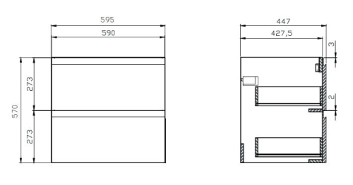 Cersanit Moduo 60 mosdó tartó szekrény lapraszerelt, antracit S590-068-DSM