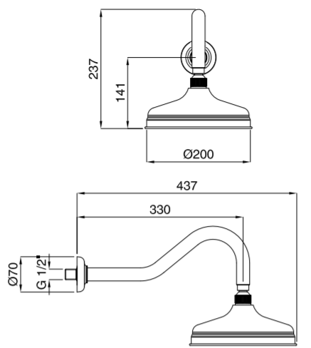 Bugnatese zuhanykar fejzuhannyal (20 cm átmérő), matt fehér szín 89116BI