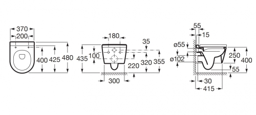 Roca Inspira Round Compact Rimless fali wc, kávé A346528660