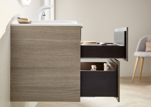 Roca Beyond 80 cm fürdőszoba bútor mosdóval, texturált tölgy A851357402