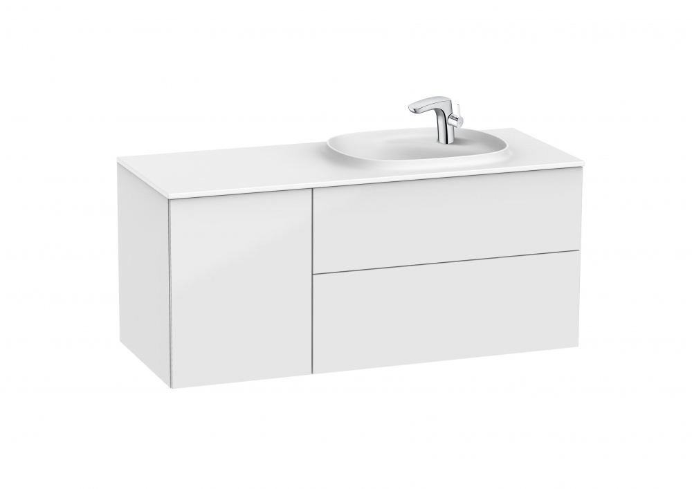Roca Beyond 120 cm jobbos fürdőszoba bútor mosdóval, fényes fehér A851392806