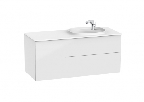 Roca Beyond 120 cm jobbos fürdőszoba bútor mosdóval, fényes fehér A851392806