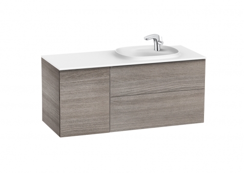 Roca Beyond 120 cm jobbos fürdőszoba bútor mosdóval, texturált tölgy A851392402