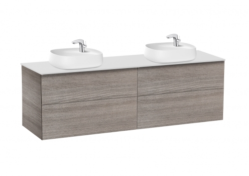 Roca Beyond 160 cm fürdőszoba bútor ráültethető mosdóval, texturált tölgy A851407402