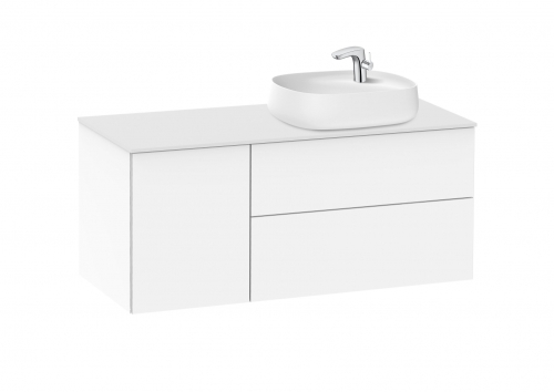 Roca Beyond 120 cm jobbos fürdőszoba bútor ráültethető mosdóval, fényes fehér A851401806