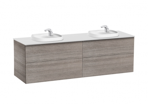 Roca Beyond 160 cm fürdőszoba bútor beépíthető mosdóval, texturált tölgy A851419402