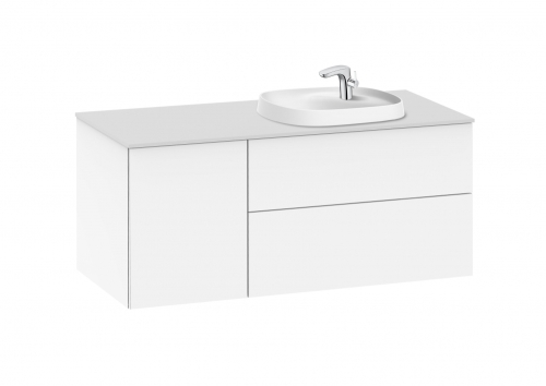 Roca Beyond 120 cm jobbos fürdőszoba bútor beépíthető mosdóval, fényes fehér A851413806