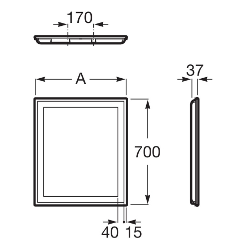 Roca Iridia Square 40x70 cm tükör LED világítással A812339000