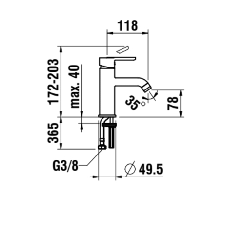 Laufen Lua egykaros mosdó csaptelep Eco+ lefolyószelep nélkül, króm H3110810041101