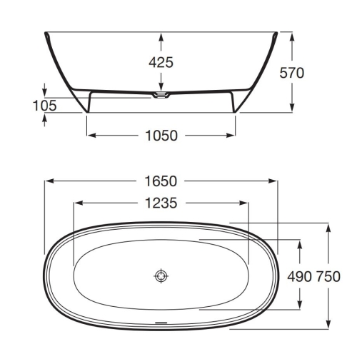 Roca Ariane STONEX 165x75 cm szabadon álló kád, fehér A248470000