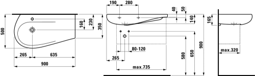 Laufen ILBAGNOALESSI ONE 90x50 mosdó matt fehér H8149757571041