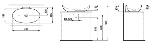 Laufen ILBAGNOALESSI 70x40,5 cm mosdó, matt fekete H8189787161091