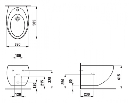 Laufen ILBAGNOALESSI ONE fali bide matt fehér H8309717573041