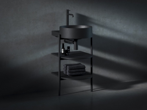 Ravak Yard 40 cm kerámia mosdó, matt fekete XJX0D240002