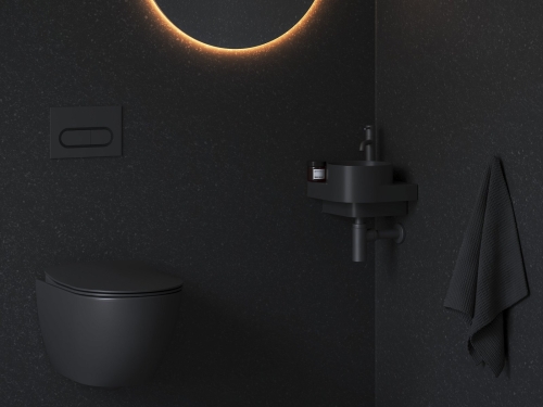 Ravak Yard C 28 cm kerámia sarok mosdó, matt fekete XJX0D228000