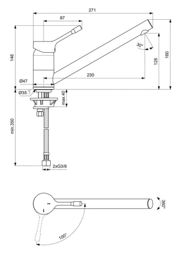 Ideal Standard Ceralook mosogató csaptelep, króm BC292AA