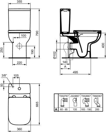 Ideal Standard I.Life A perem nélküli monoblokkos wc csésze T472101