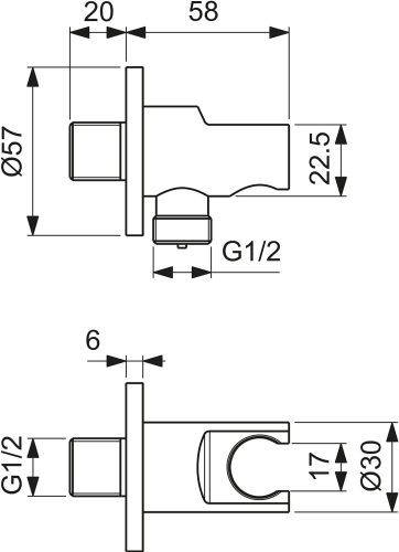 Ideal Standard Idealrain fali könyök kézizuhany tartóval, silk black BC807XG