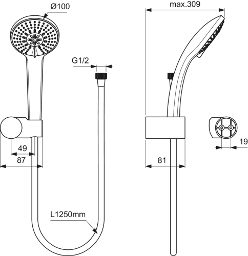 Ideal Standard Idealrain M3 fix tartós zuhanyszett 3 funkciós kézizuhannyal, króm B9452AA