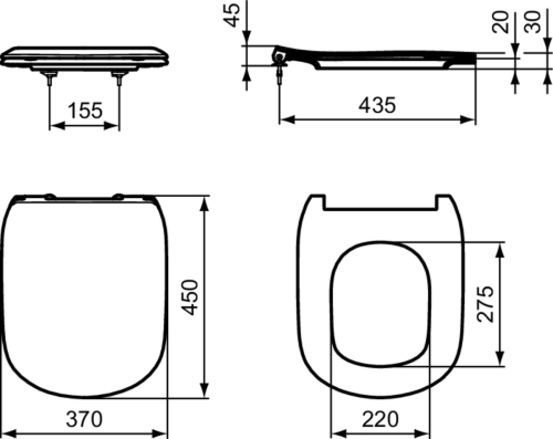 Ideal Standard Tesi Slim lassú záródású, levehető wc ülőke T352701