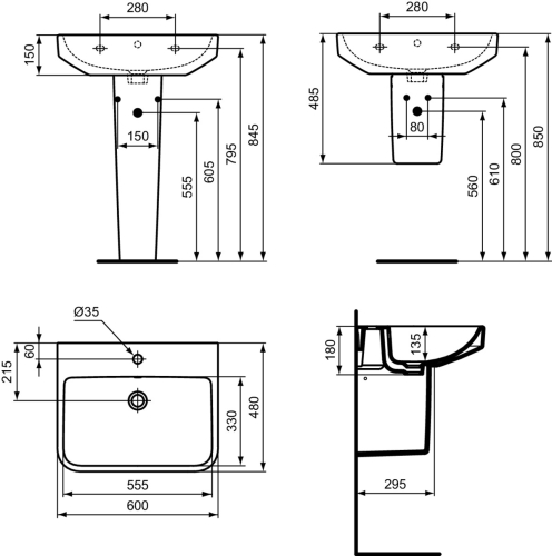 Ideal Standard I.Life B 60x48 cm mosdó T460701