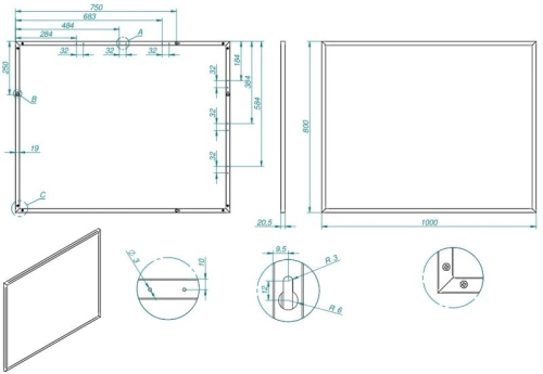 AREZZO design keretes tükör 100x80, fekete AR-167583