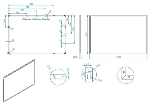 AREZZO design fordítható tükör keretben 120x80, fekete AR-167584