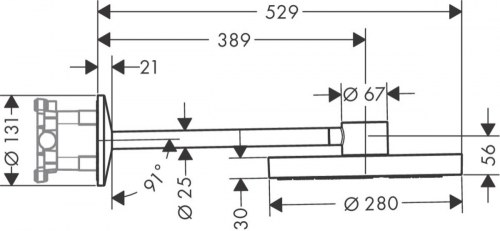 Hansgrohe AXOR One Fejzuhany 280, 2 jet, zuhanykaral, polírozott fekete króm 48492330