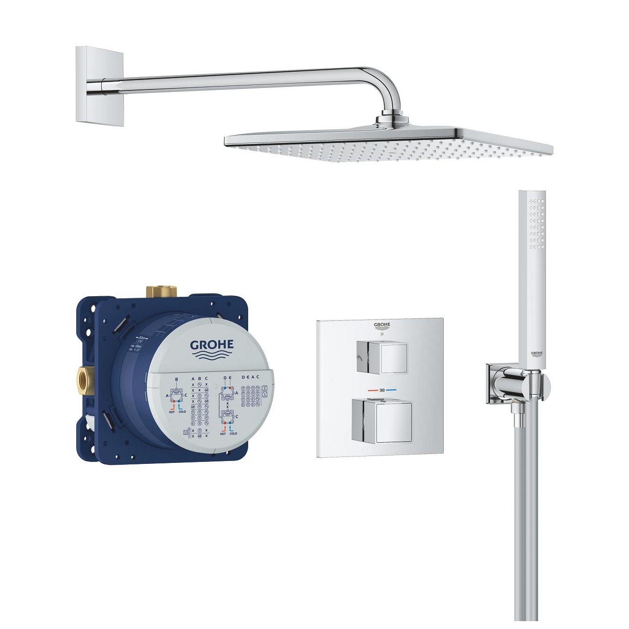 Grohe Precision Cube falsík alatti zuhanyrendszer Vitalio Rain Mono 310 Cube fejzuhannyal 34879000
