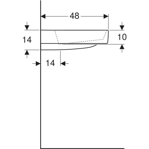 Geberit ONE 60x48 cm KeraTect mosdó csaplyuk nélkül, fehér 505.033.00.1