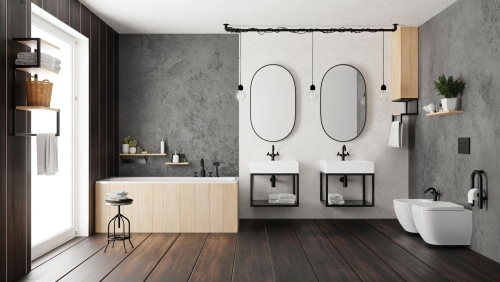Deante Temisto fürdőszobai fali mosdótartó konzol 60x50 cm , matt fekete CSW_X60A