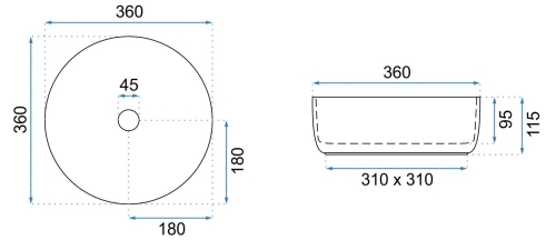 Rea Sami 36 cm pultra ültethető mosdó, fehér/arany REA-U6758