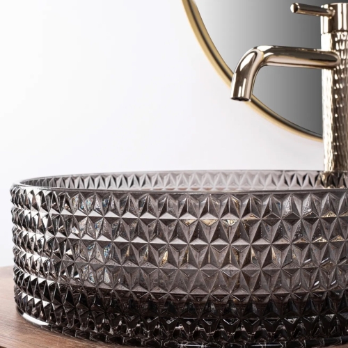 Rea Cristal 35,5 cm pultra ültethető üvegmosdó, fekete REA-U9671
