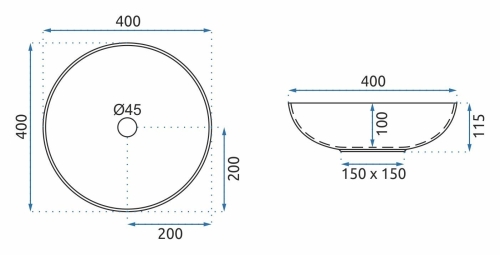 Rea Arte 40 cm pultra ültethető mosdó, sötét szürke REA-U8002