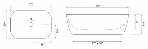 Rea Belinda Mini 37x25,5 cm pultra ültethető mosdó, fekete REA-U8004