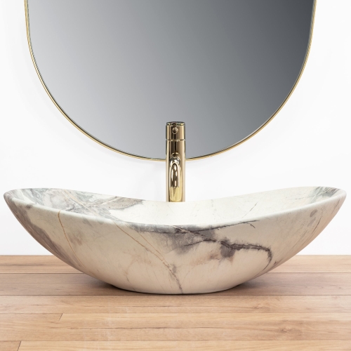 Rea Royal Sand 62,5x37 cm pultra ültethető mosdó, kőhatású REA-U6502