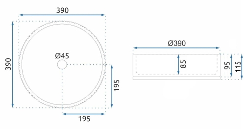 Rea Cristal 39 cm pultra ültethető üvegmosdó, szürke REA-U8880