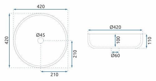 Rea Jodi 42 cm pultra ültethető üvegmosdó, barna REA-U0273