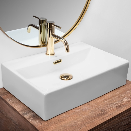 Rea Bonita 51x36 cm pultra ültethető mosdó, fehér/arany REA-U5521