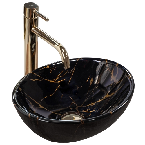 Rea Sofia Mini Marble 35x27 cm pultra ültethető mosdó, fekete REA-U6963