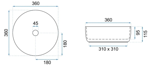 Rea Sami 36 cm pultra ültethető mosdó, fehér/rose gold REA-U3303